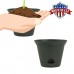 2 Pack of 9.5 Inch Flat Gray Plastic Self Watering Flare Flower Pot or Garden Planter   